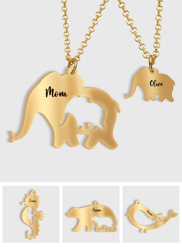 Bonne fête des mères ! Collier pendentif personnalisé assorti pour maman