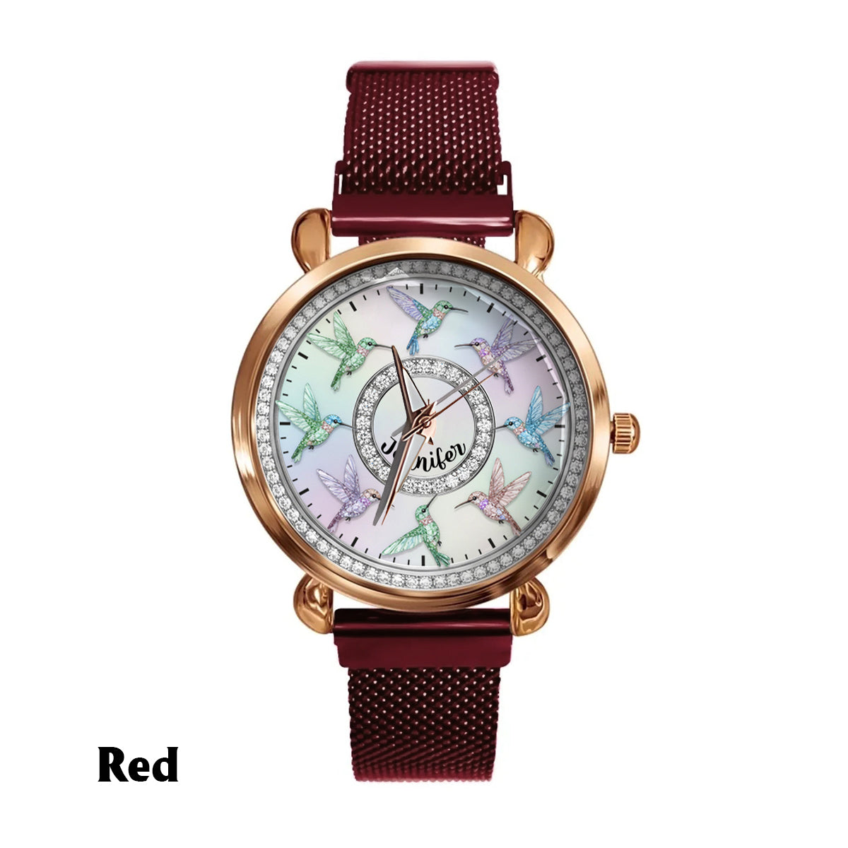 Magnifiques colibris - Montre-bracelet personnalisée pour femme jardinière