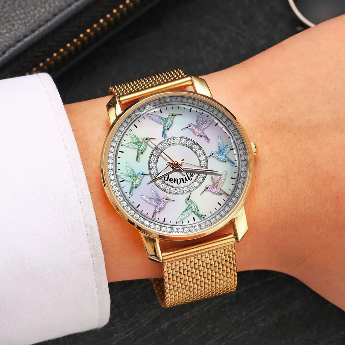 Magnifiques colibris - Montre-bracelet personnalisée pour femme jardinière