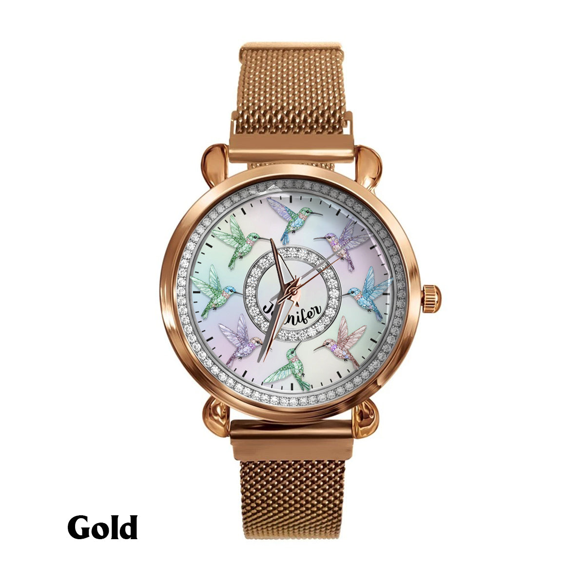Magnifiques colibris - Montre-bracelet personnalisée pour femme jardinière