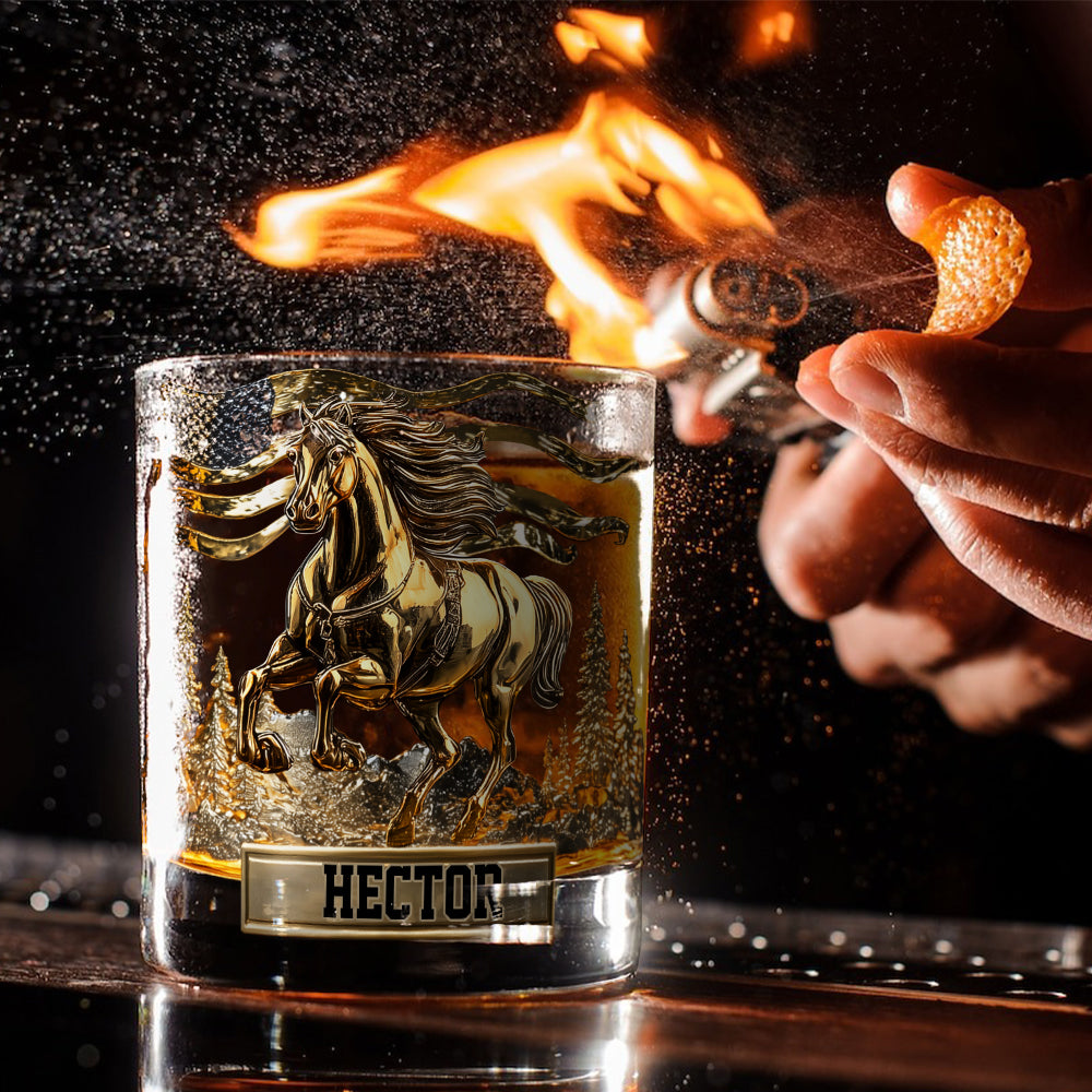 Wild Spirit - Verre à whisky personnalisé à motif cheval