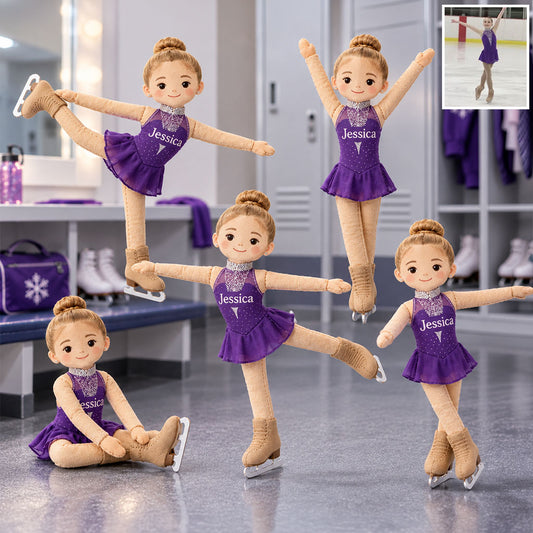 Custom Doll From Any Photo - Personalized Ice Skating Posable Plush Doll