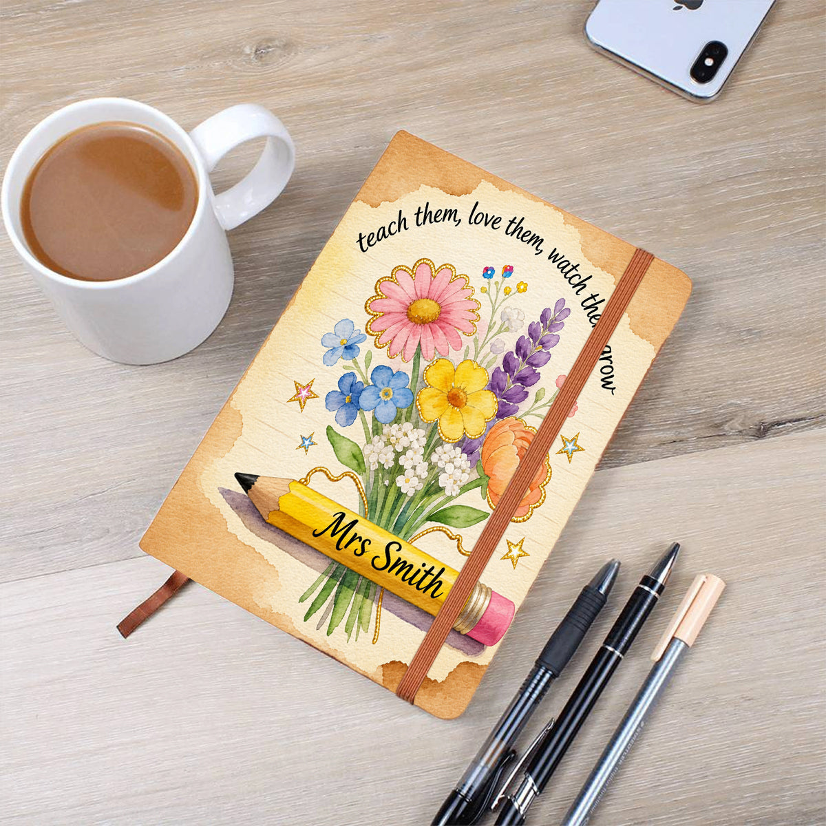 Teacher Gifts Boho Kraft - Personalized Teacher Leather Journal