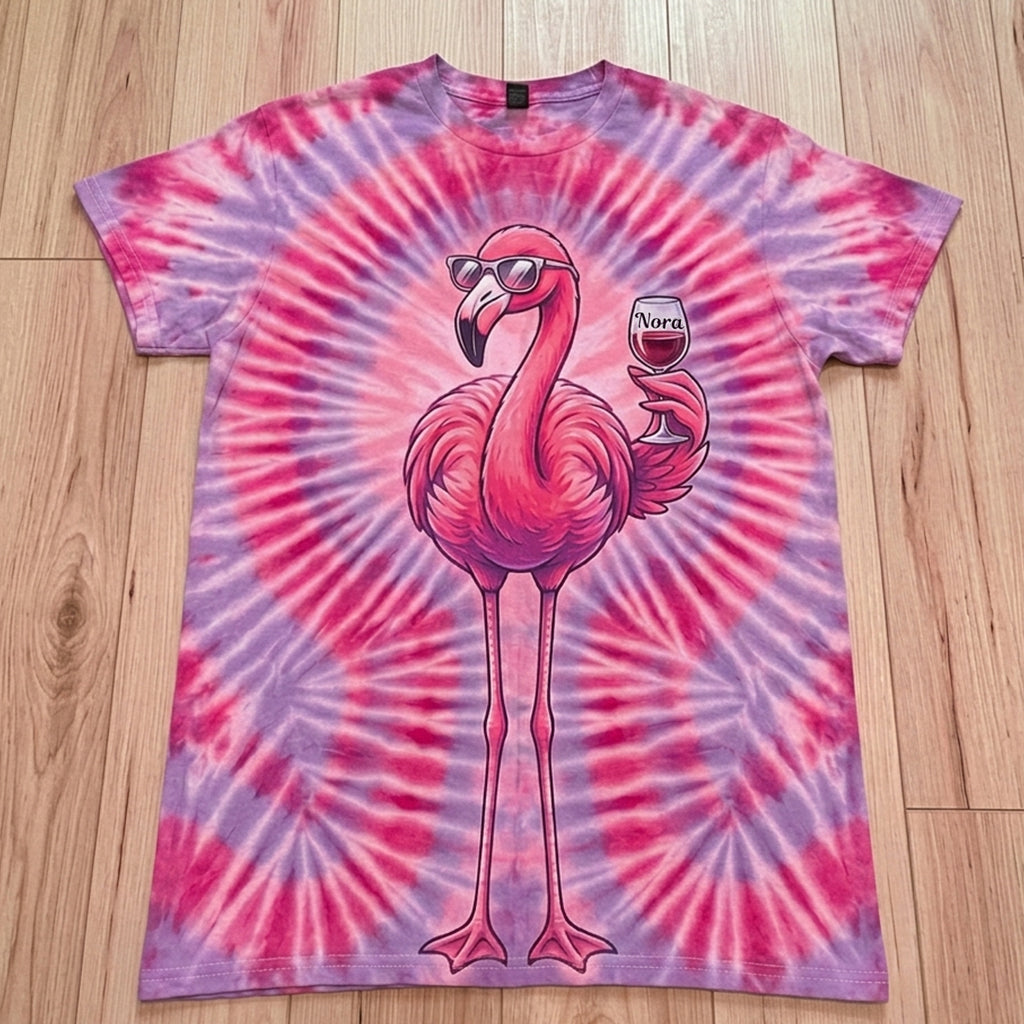 T-shirt Tie-Dye Flamant Chill - T-shirt Flamant Personnalisé