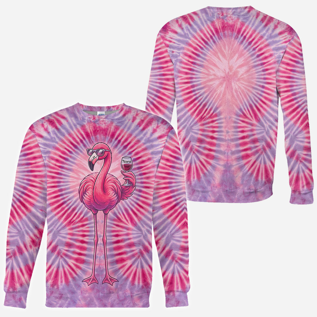 T-shirt Tie-Dye Flamant Chill - T-shirt Flamant Personnalisé
