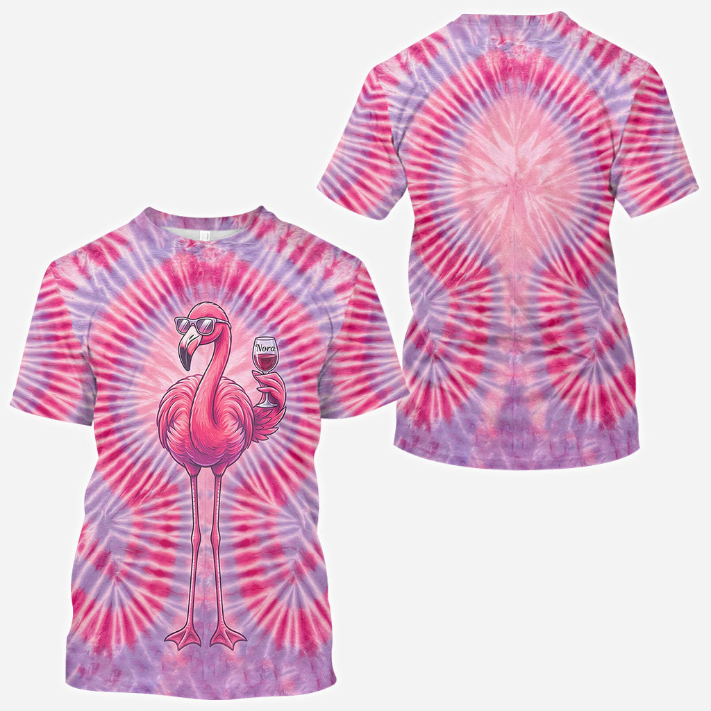 T-shirt Tie-Dye Flamant Chill - T-shirt Flamant Personnalisé