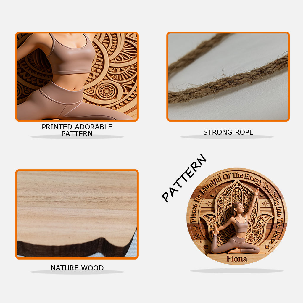 Please Be Mindful - Personalized Yoga Custom Shaped Wood Sign