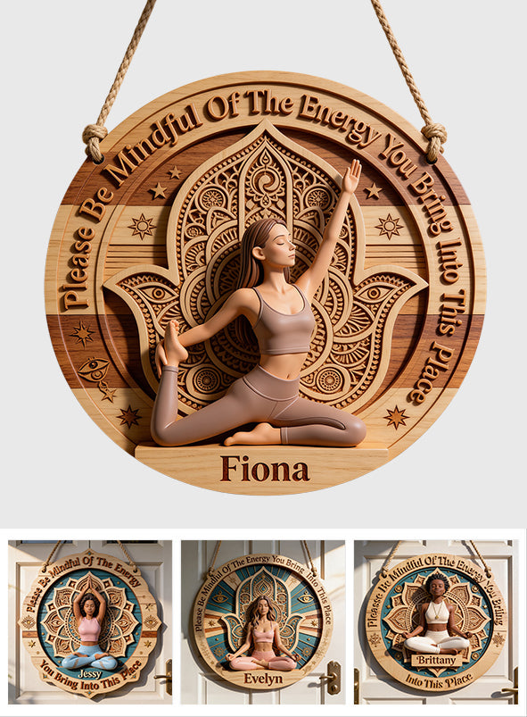 Please Be Mindful - Personalized Yoga Custom Shaped Wood Sign