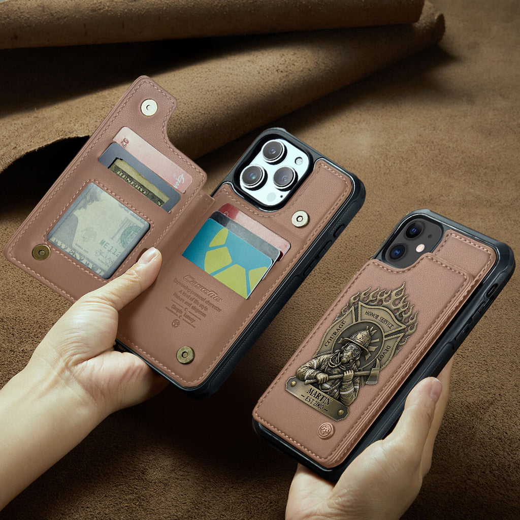Fier pompier - Étui portefeuille personnalisé pour téléphone