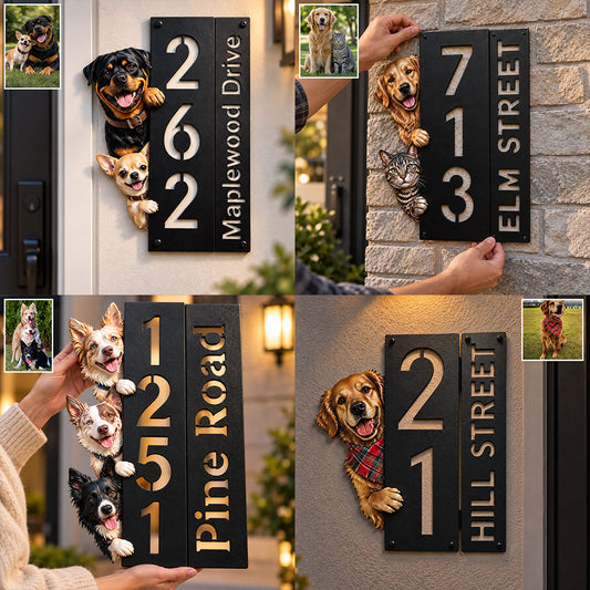 Welcome Home - Personalized Dog 3D Printed Cut Metal Sign