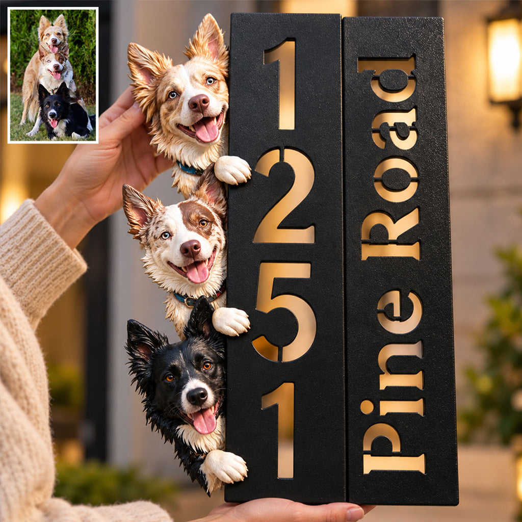 Welcome Home - Personalized Dog 3D Printed Cut Metal Sign