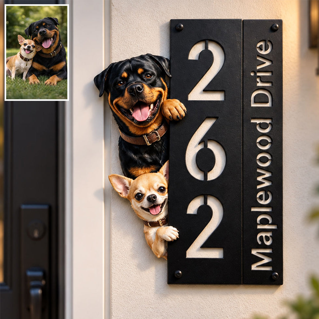 Welcome Home - Personalized Dog 3D Printed Cut Metal Sign