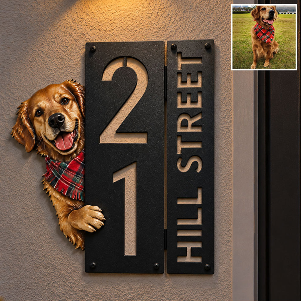 Welcome Home - Personalized Dog 3D Printed Cut Metal Sign