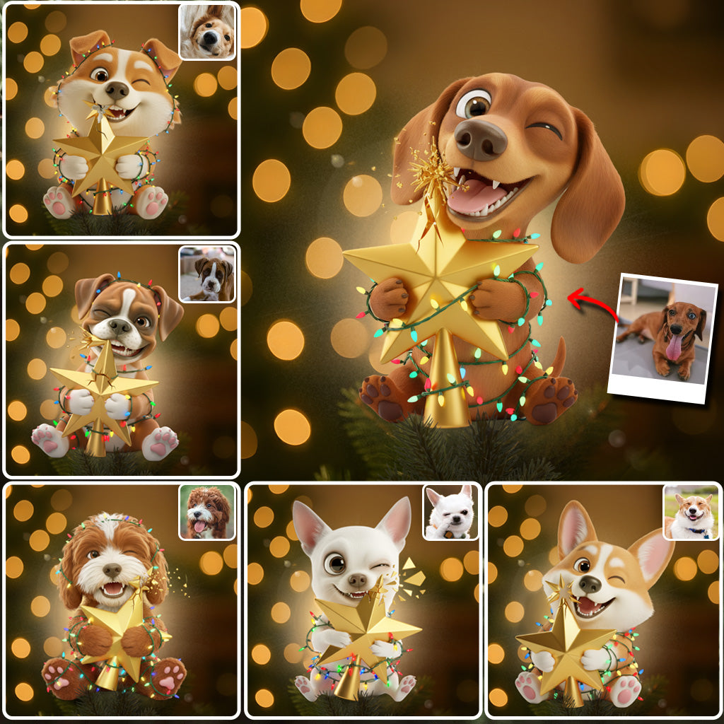 Amis à fourrure coquins - Décoration de sapin lumineuse LED personnalisée pour chien