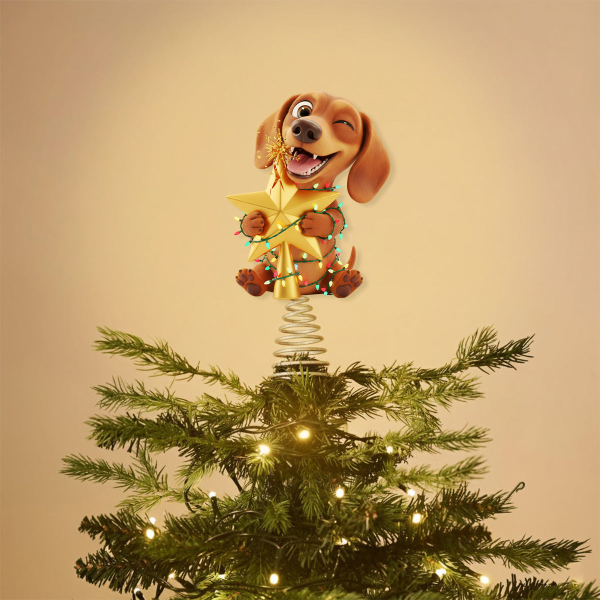 Amis à fourrure coquins - Décoration de sapin lumineuse LED personnalisée pour chien