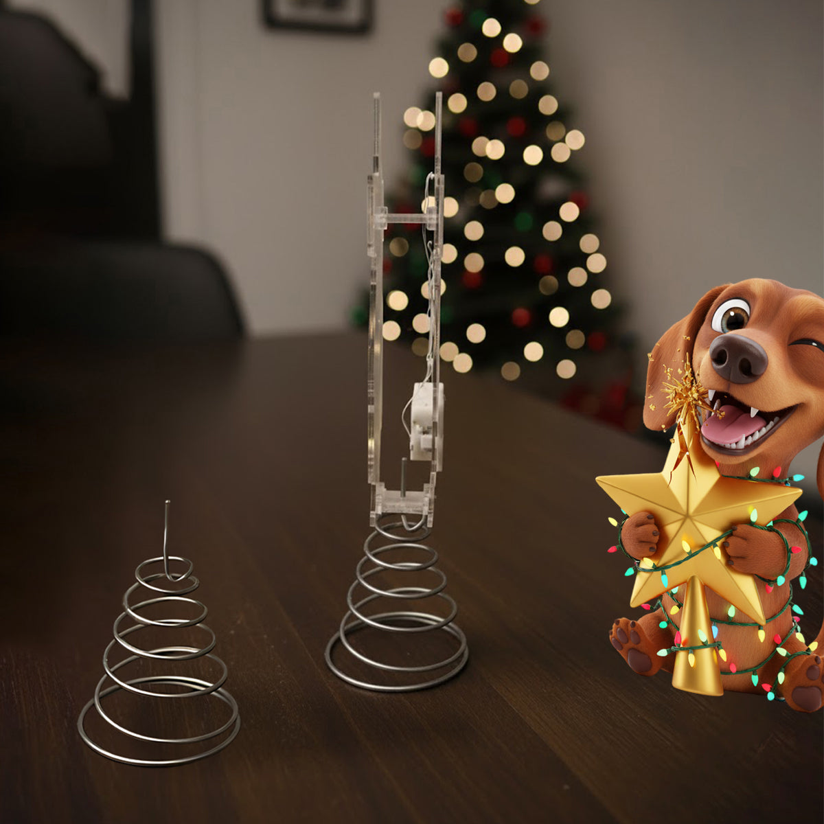 Amis à fourrure coquins - Décoration de sapin lumineuse LED personnalisée pour chien