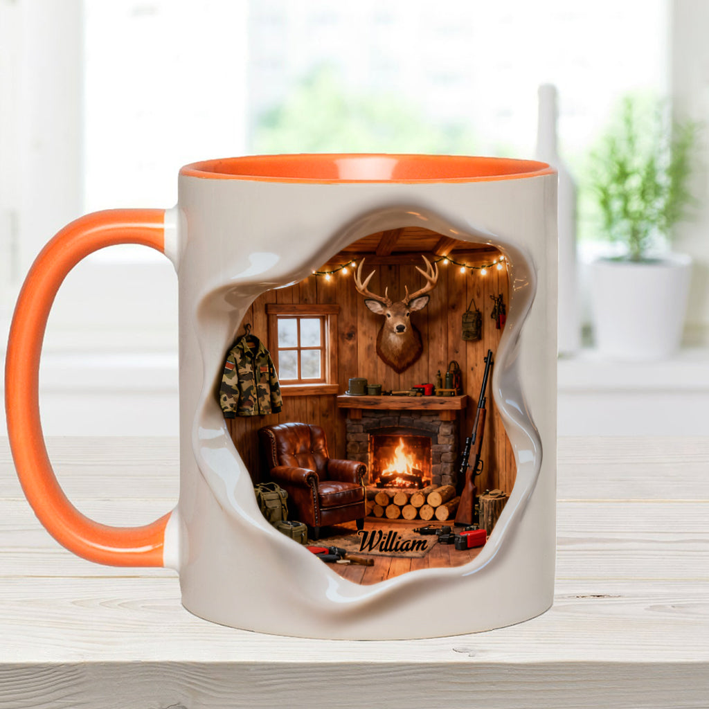 Mug personnalisé « J'adore la chasse » – Cabane de chasse miniature