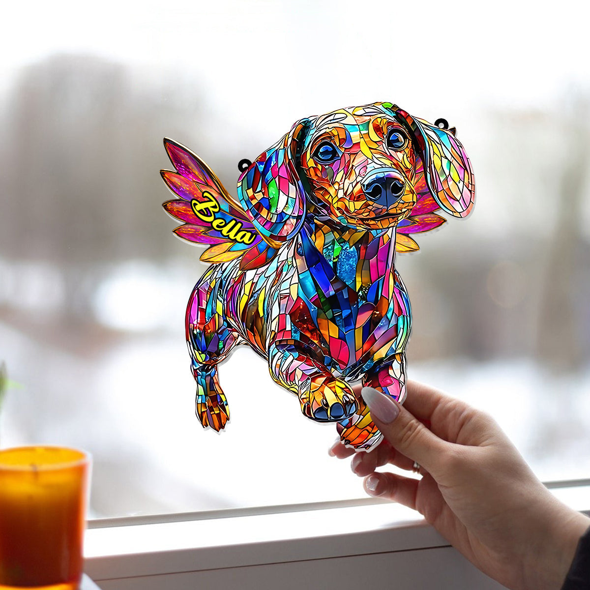 I Miss You - Personalized Dog Window Hanging Suncatcher Ornament