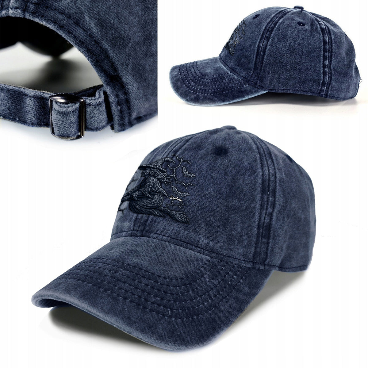 Attention à la sorcière ! - Casquette en jean délavée personnalisée « Sorcière »