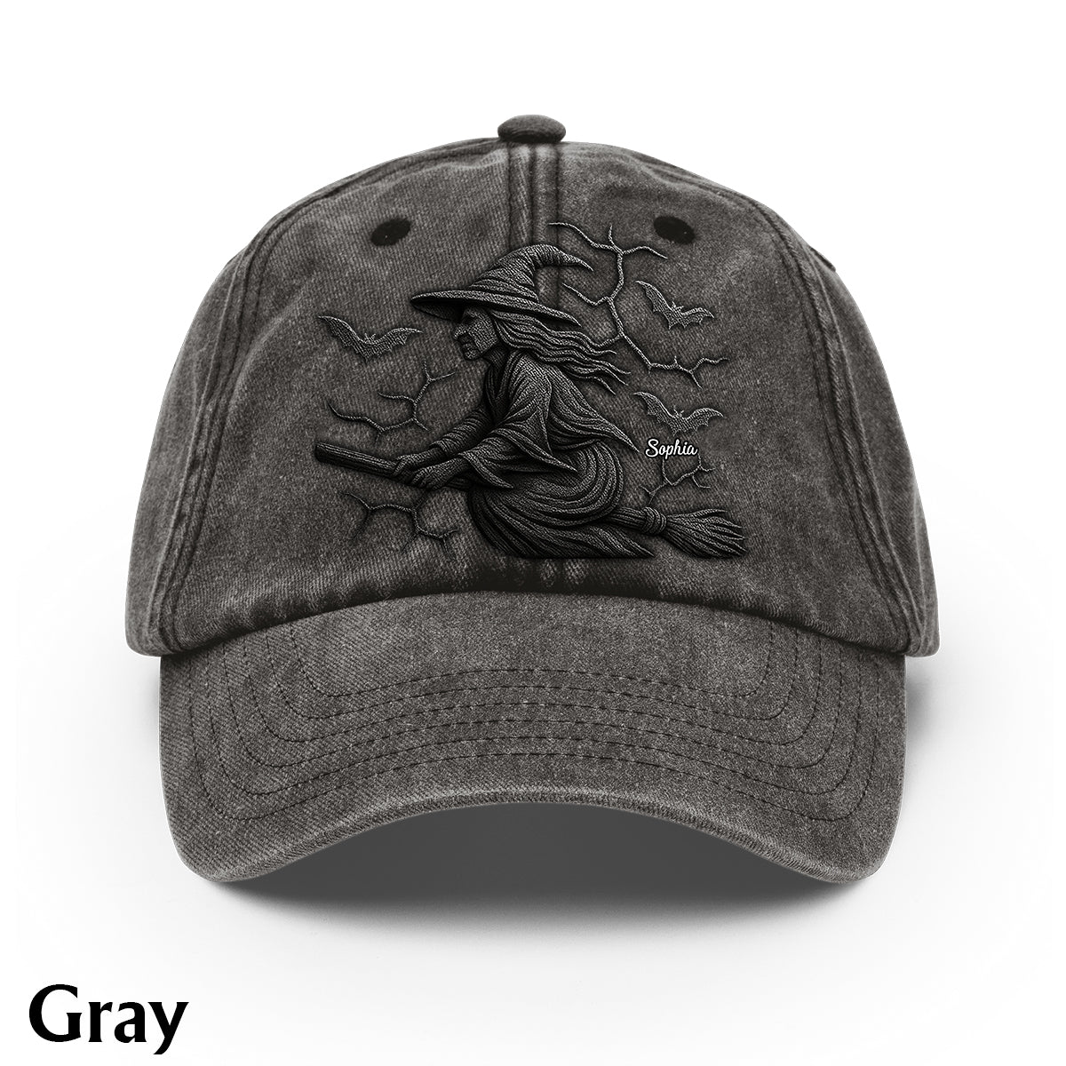 Attention à la sorcière ! - Casquette en jean délavée personnalisée « Sorcière »