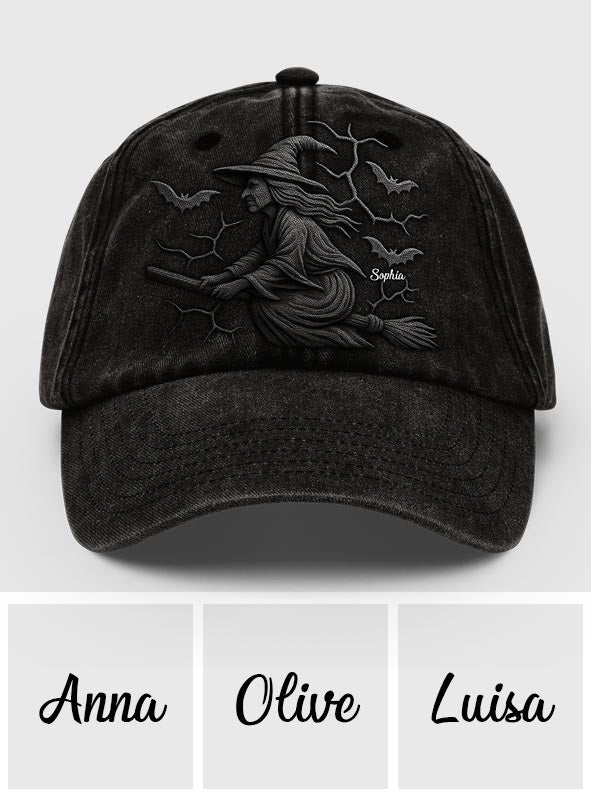 Attention à la sorcière ! - Casquette en jean délavée personnalisée « Sorcière »