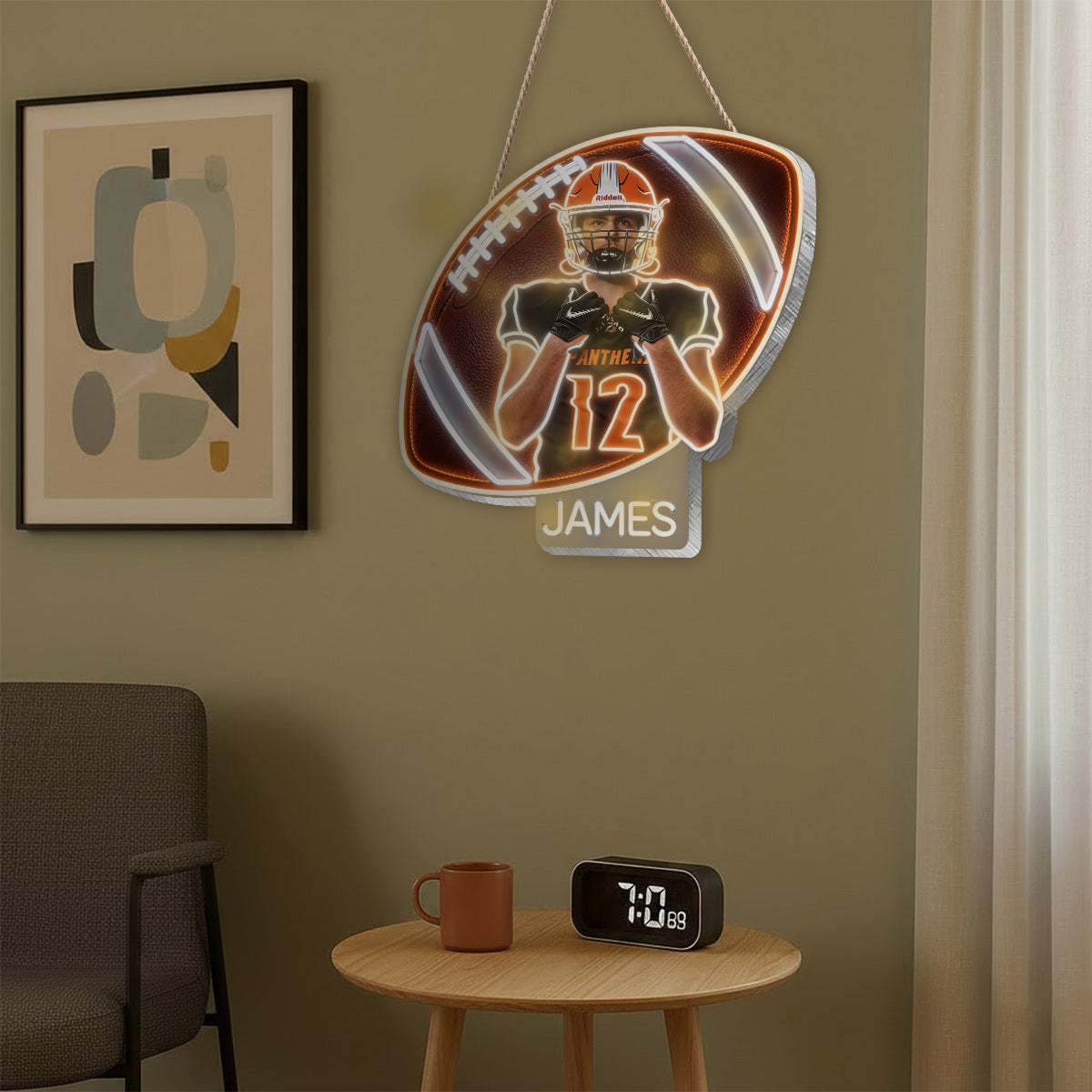 Décor de Chambre Pour Joueur de Football - Enseigne en Acrylique LED Personnalisée