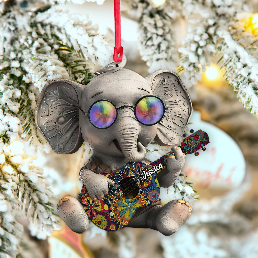 Hippie Elephant - Personalized Hippie Ornament
