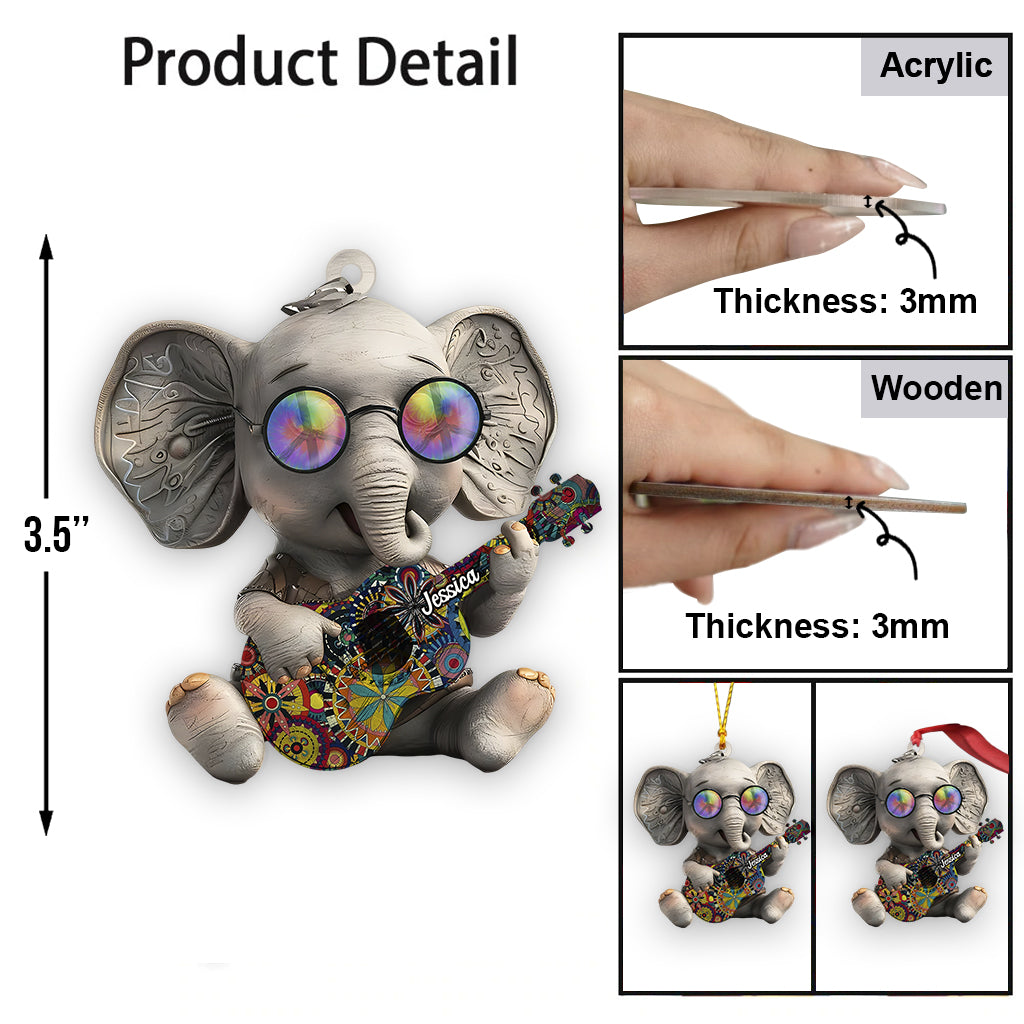 Hippie Elephant - Personalized Hippie Ornament