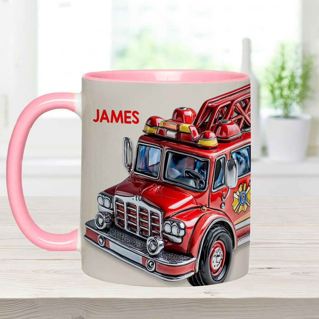 Facilement distrait par un camion de pompiers - Mug personnalisé à l'effigie d'un pompier