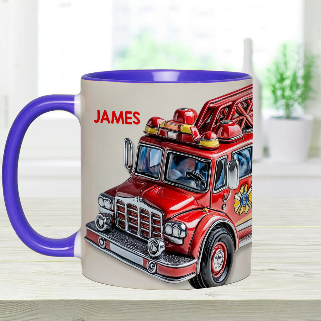 Facilement distrait par un camion de pompiers - Mug personnalisé à l'effigie d'un pompier