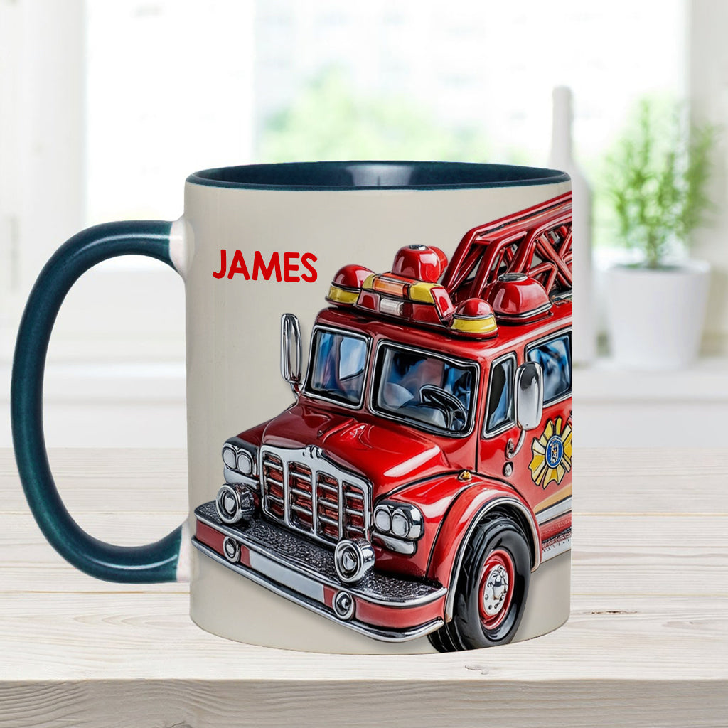 Facilement distrait par un camion de pompiers - Mug personnalisé à l'effigie d'un pompier