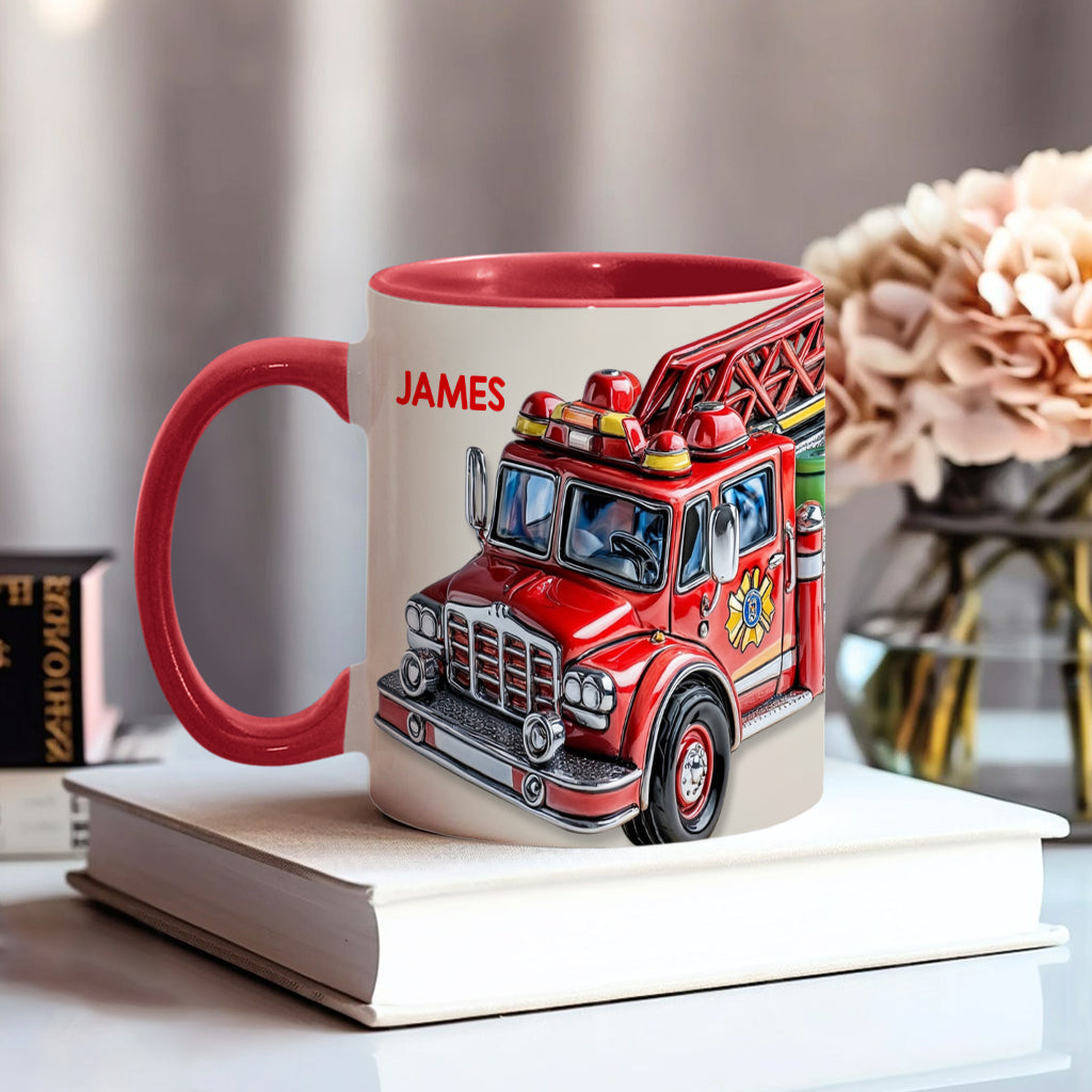 Facilement distrait par un camion de pompiers - Mug personnalisé à l'effigie d'un pompier