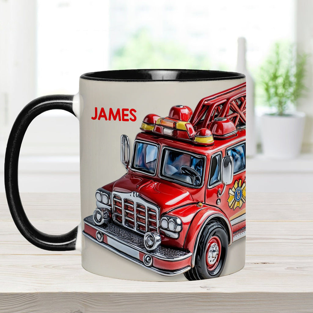Facilement distrait par un camion de pompiers - Mug personnalisé à l'effigie d'un pompier