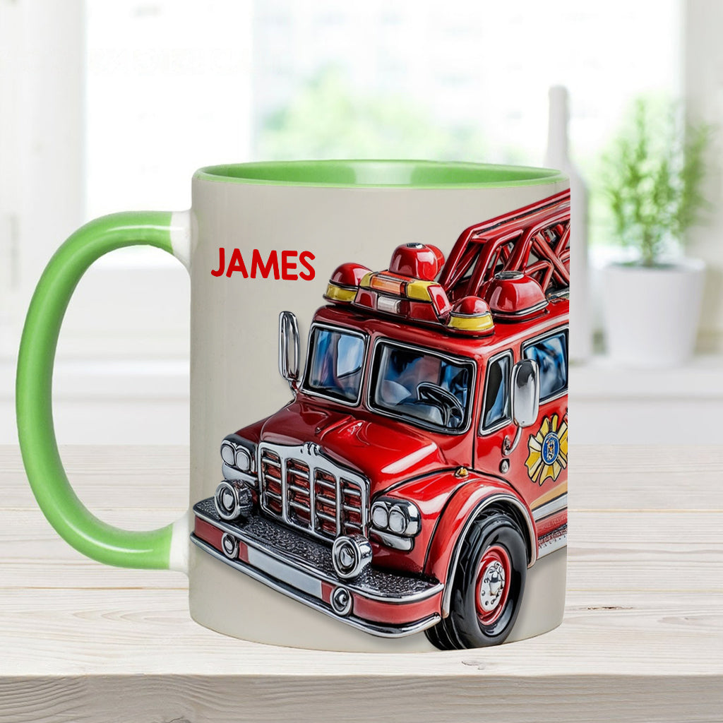 Facilement distrait par un camion de pompiers - Mug personnalisé à l'effigie d'un pompier