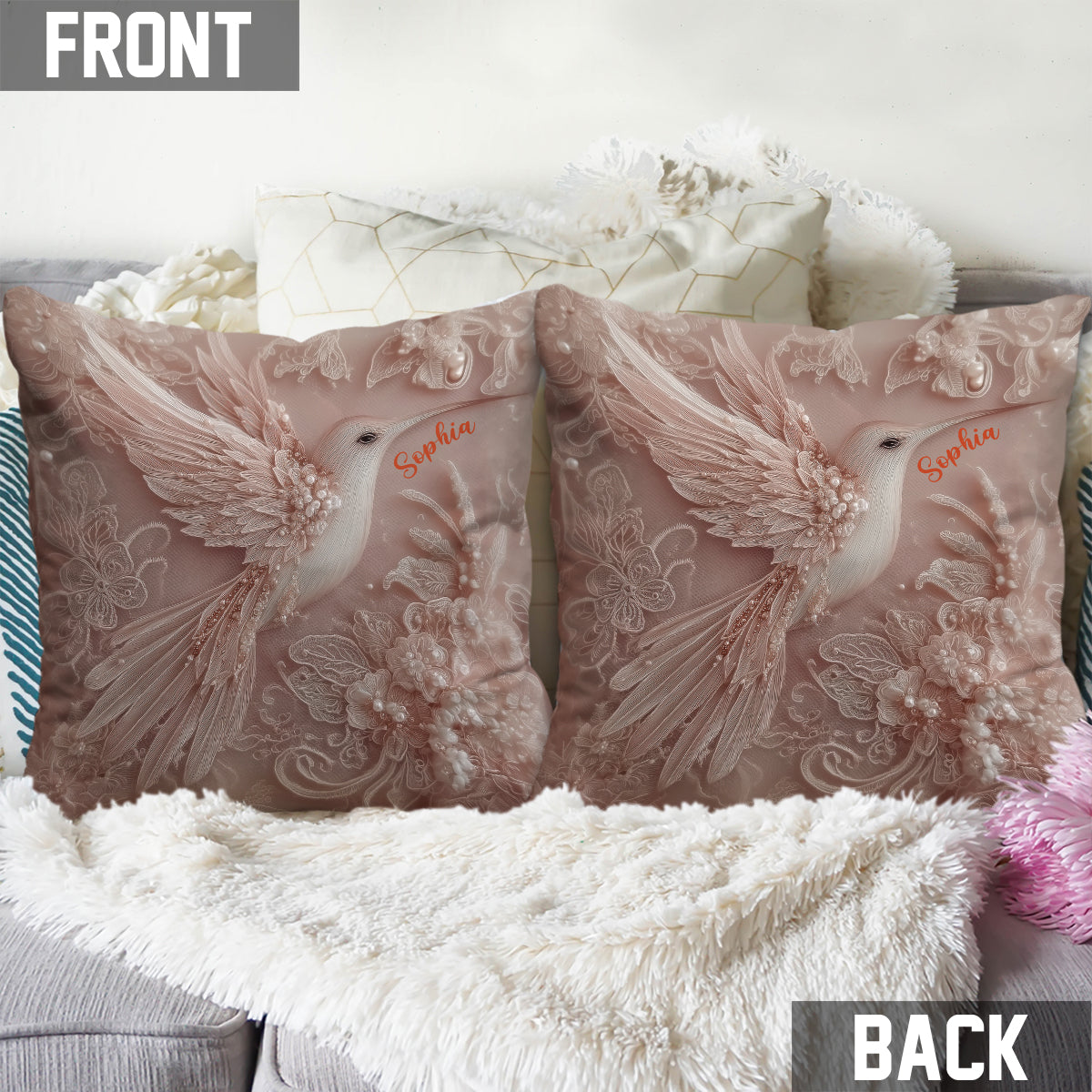 Coussin décoratif personnalisé Colibri - Magnifique Colibri