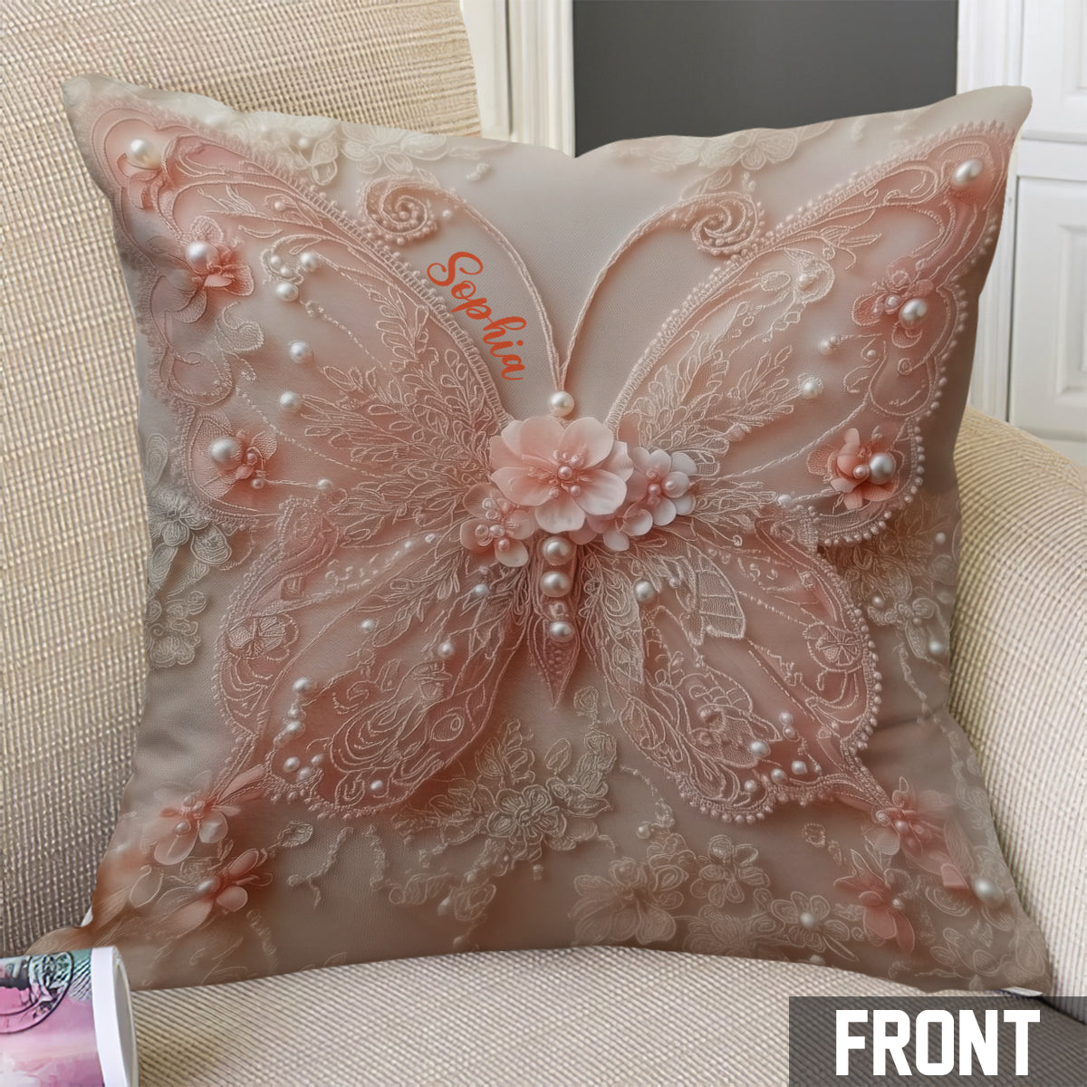 Love Butterfly - Personalized Butterfly Throw Pillow