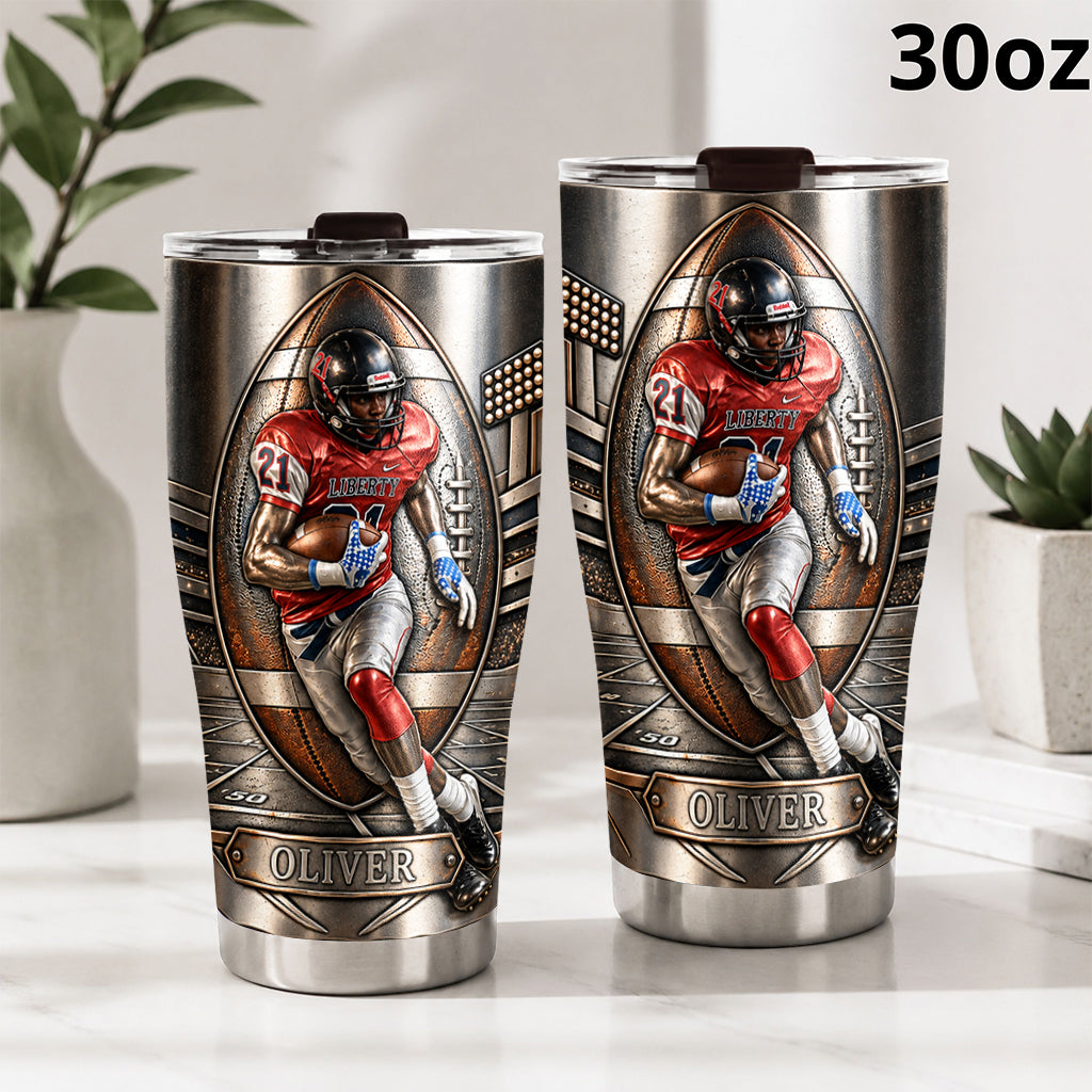 Custom Football Player Photo - Personalized Football Tumbler