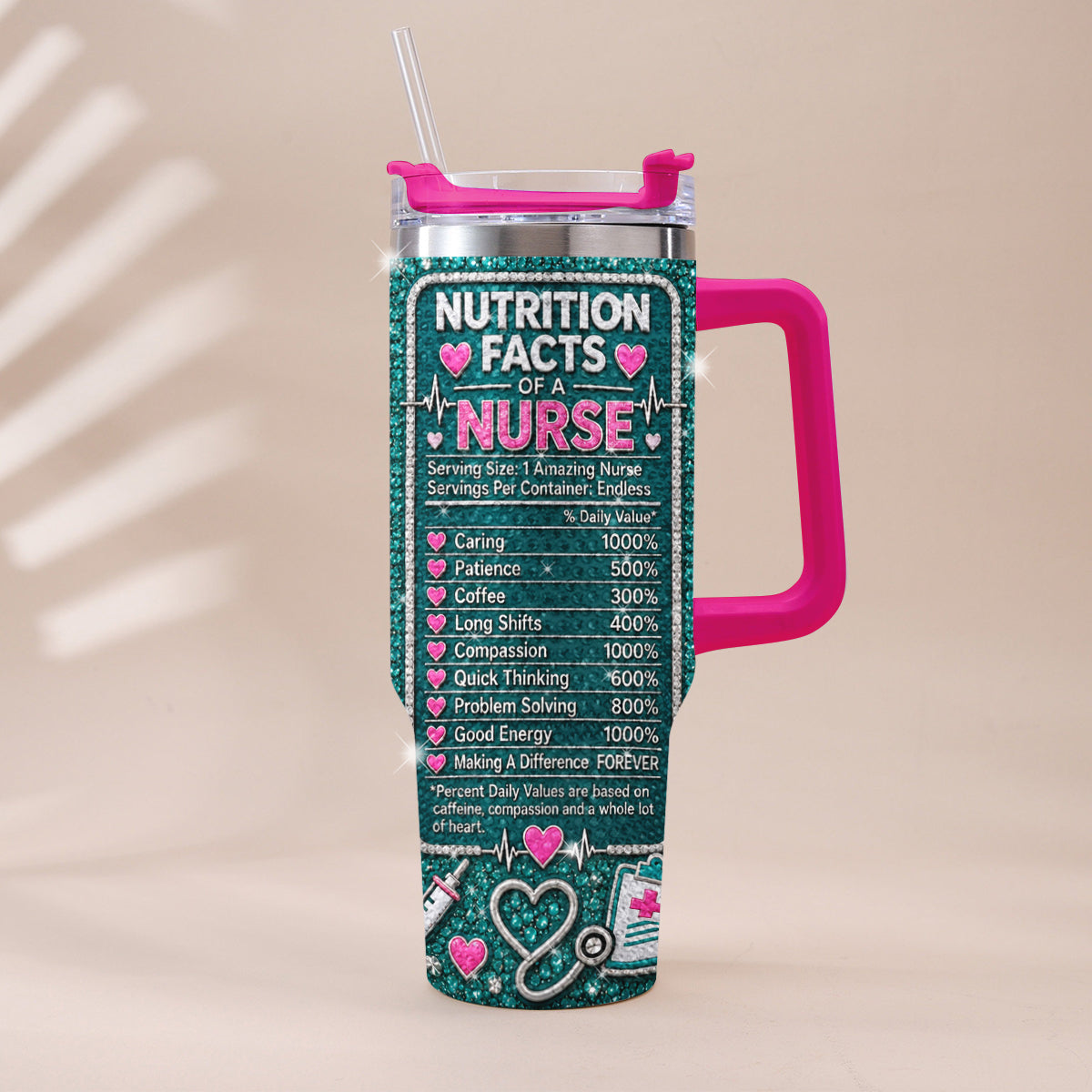 Cadeau pour Infirmière - Gobelet Personnalisé en Rhinestones avec Poignée