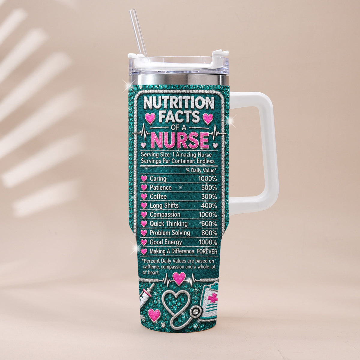 Cadeau pour Infirmière - Gobelet Personnalisé en Rhinestones avec Poignée