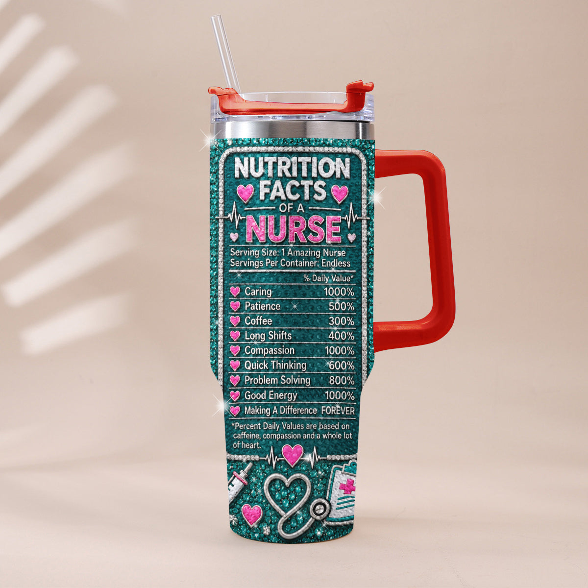 Cadeau pour Infirmière - Gobelet Personnalisé en Rhinestones avec Poignée