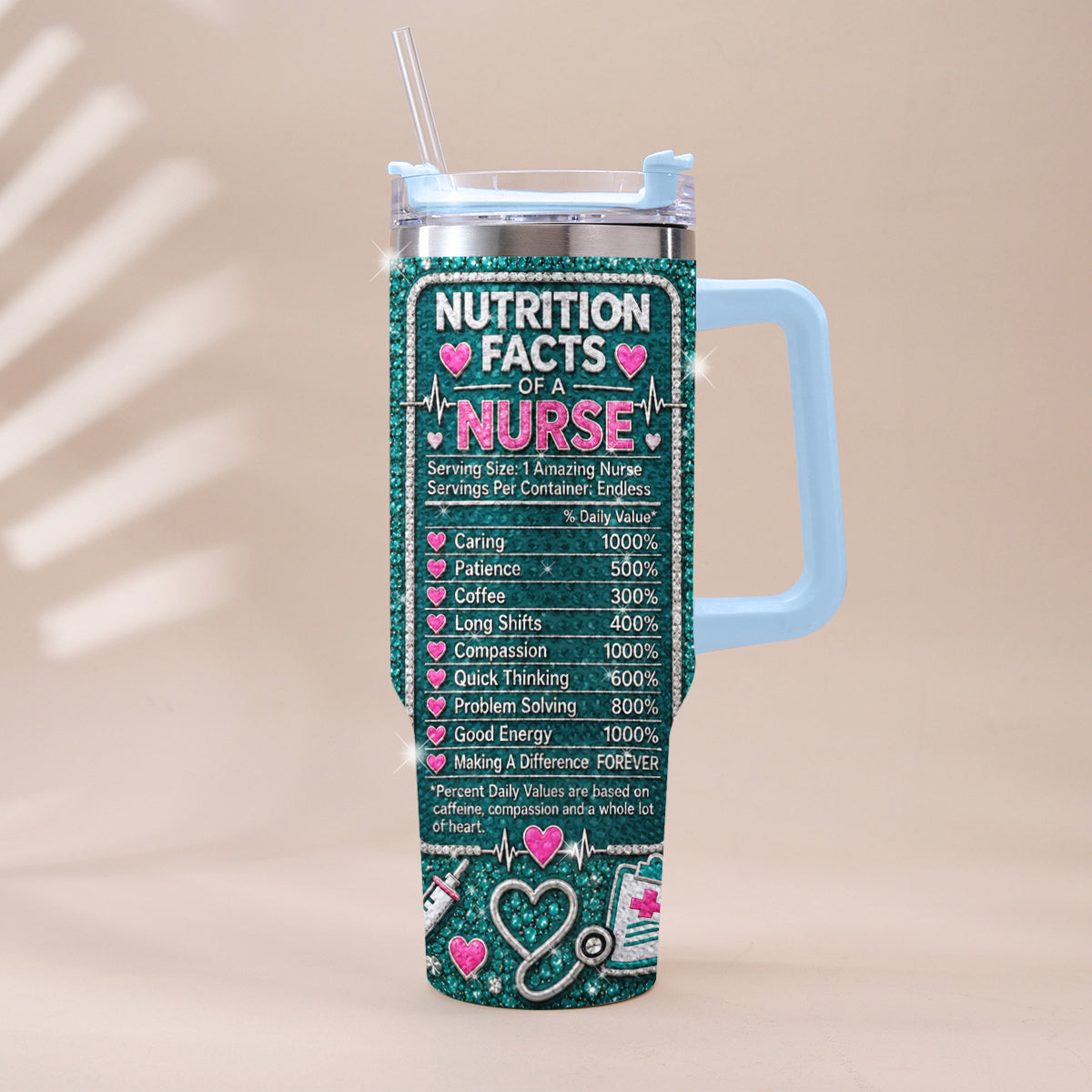 Cadeau pour Infirmière - Gobelet Personnalisé en Rhinestones avec Poignée