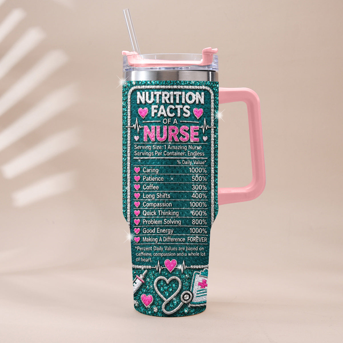 Cadeau pour Infirmière - Gobelet Personnalisé en Rhinestones avec Poignée