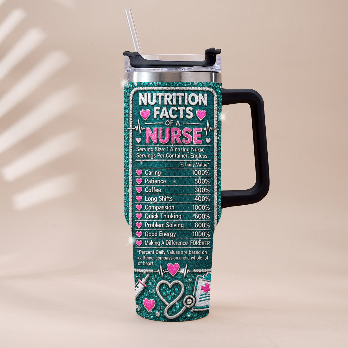 Cadeau pour Infirmière - Gobelet Personnalisé en Rhinestones avec Poignée