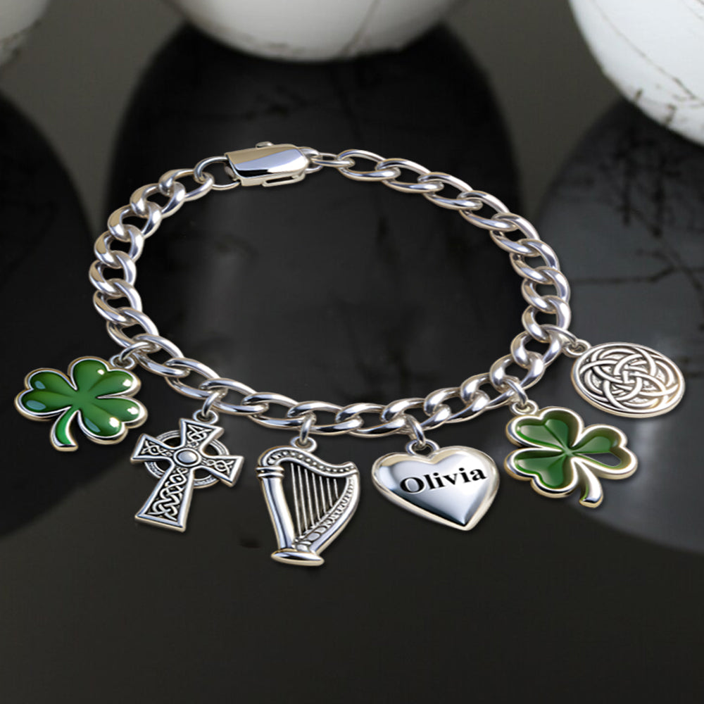 Celebrate St. Patrick's Day - Personalized Irish Bracelet With Charms