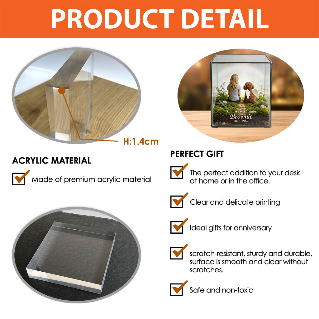 Until We Meet Again Memorial Pet Cat Dog - Personalized Dog Custom Shaped Acrylic Plaque