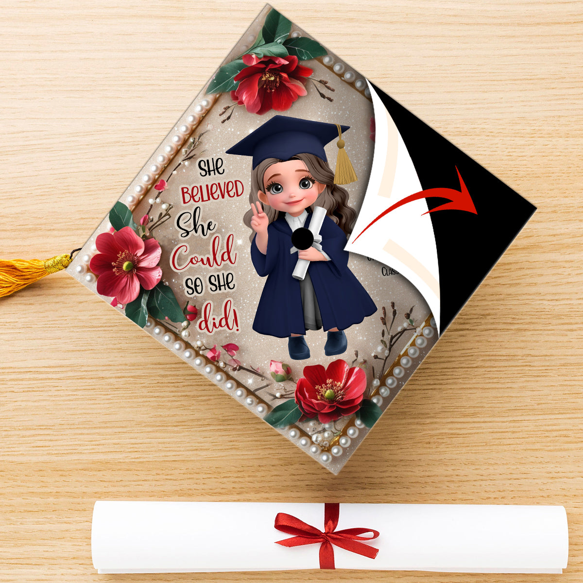 She Believed She Could So She Did - Personalized Graduation Cap Topper