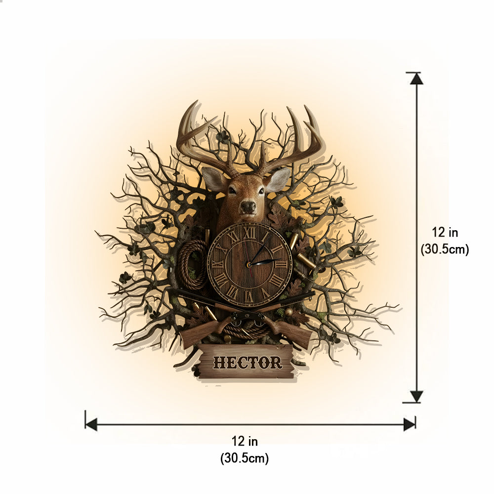 Deer Hunter Gift - Personalized Hunting LED Light Wall Clock