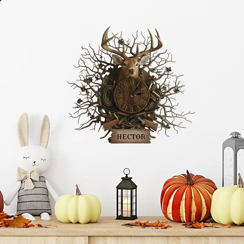 Deer Hunter Gift - Personalized Hunting LED Light Wall Clock