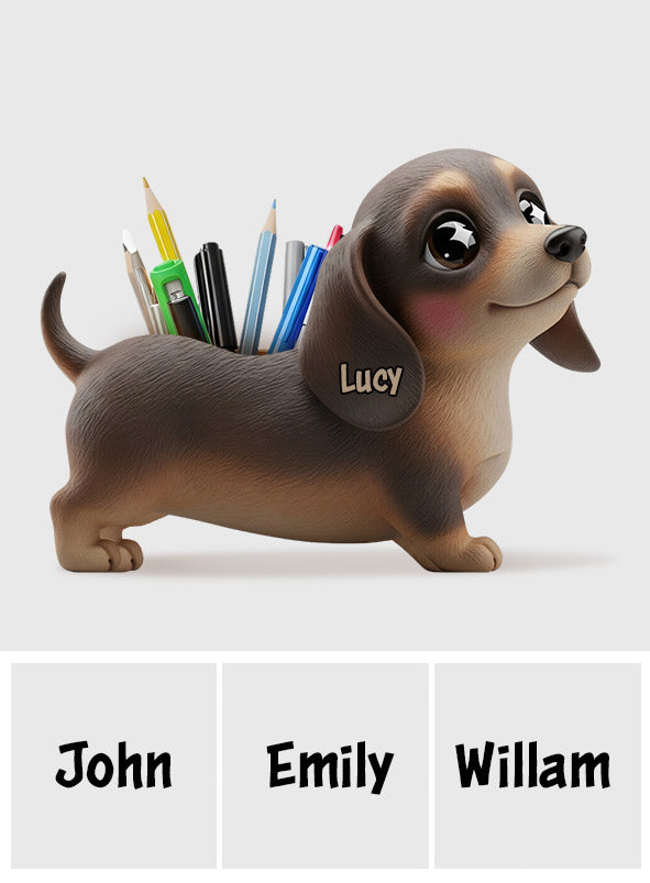 Cute Dachshund - Personalized Dachshund Wooden Pen Holder