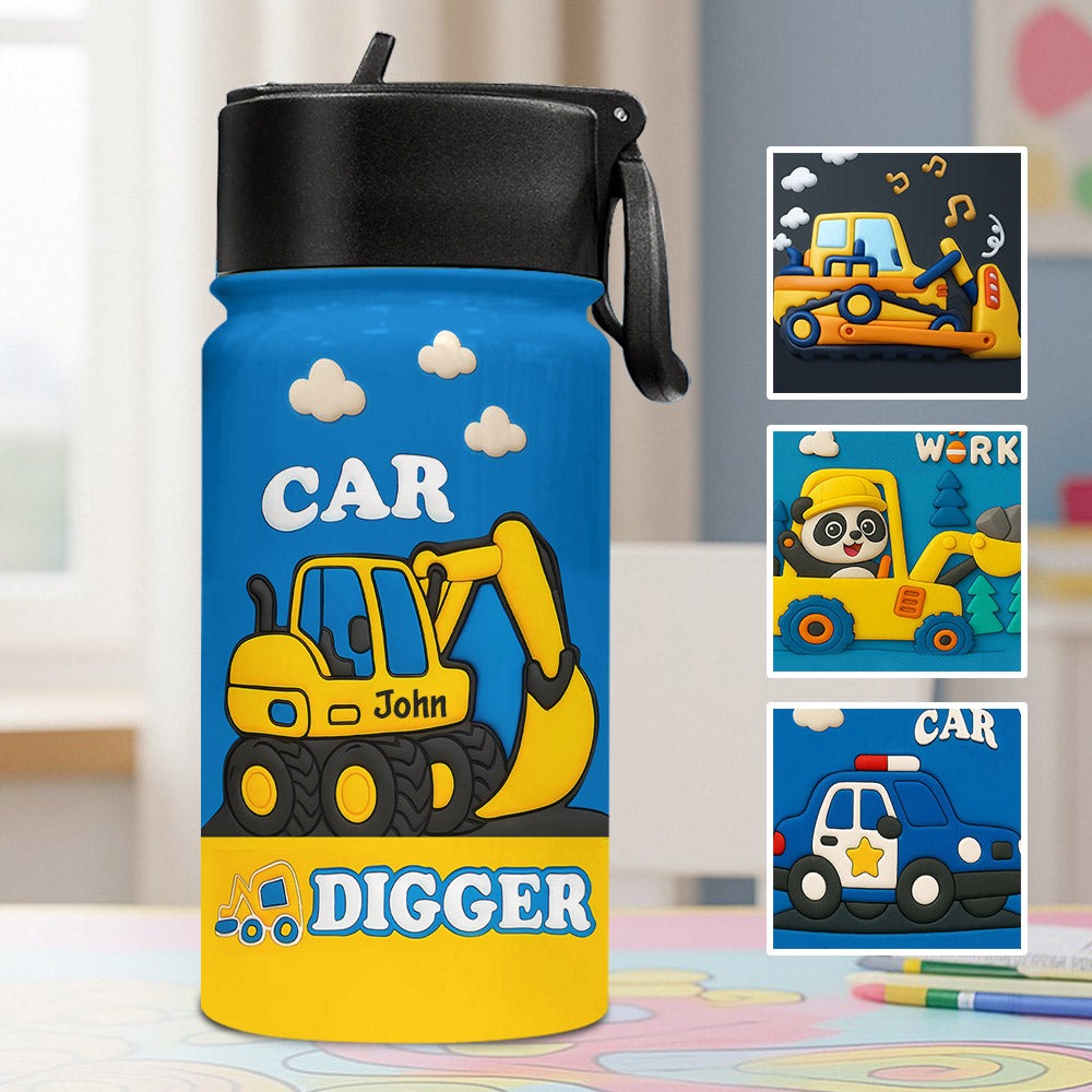 Excavator Cute Children's Gift - Personalized Kid Kids Water Bottle
